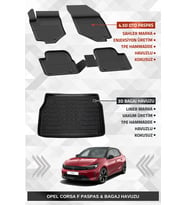 Sahler Opel Corsa F 2020+ Uyumlu 4.5D Premium Havuzlu Oto Paspas ve Liner Marka 3D Bagaj Havuzu