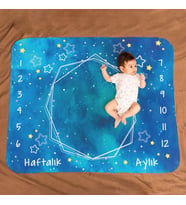 Mavi Uzay Macerası Baby Shower Hediyesi Fotoğraf Çekim Battaniyesi 100x120 cm