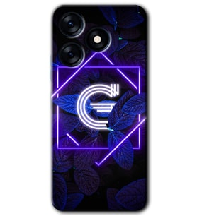 Tecno Spark 10 Pro Kılıf HD Desen Baskılı Kılıf - Dark Neon Yaprak G Harfi