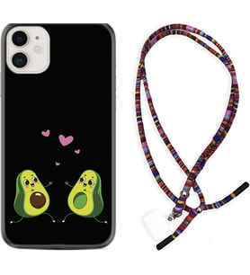 Apple iPhone 11 12 13 Mini Kılıf Boyun Asklı Rasta Silikon Aşık Avokadolar 1642