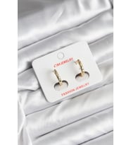 14K Gold Renk Kaplama Zirkon Taşlı Halka Model CM Kadın Küpe 5886