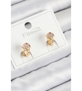 Pirinç Zirkon Taşlı Dondurma Model Gold Renk Çocuk Küpe - TJ-BKP11201