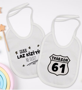 BK Kids Laz Kızı ve Trabzon Tasarımlı 2’li Beyaz Mama Önlüğü-1