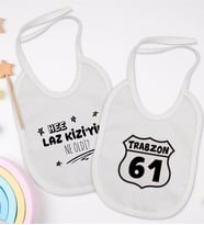 BK Kids Laz Kızı ve Trabzon Tasarımlı 2’li Beyaz Mama Önlüğü-1