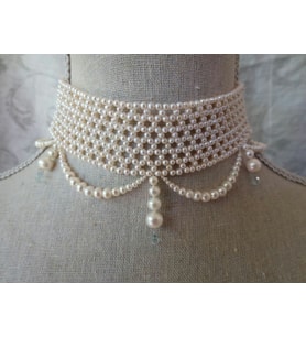 El Yapımı Krem İncili Choker Kolye İnci Tasma Kolye
