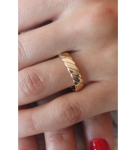 Gold Renk Sarmal Model Kadın Yüzük (Altın)
