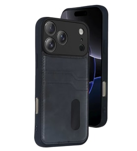 Newface Apple iPhone 17 Pro Sara Kartvizitli Deri Kılıf - Siyah