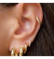 Heppii Taşlı Halka Piercing Tragus Helix Daith Anti Tragus Kıkırdak (Çok Renkli)