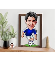 BK Gift Kişiye Özel Erkek Futbolcu Karikatürlü 3D Ahşap Tablo-11, Sevgiliye Hediye, Arkadaşa Hediye, Doğum Günü Hediyesi