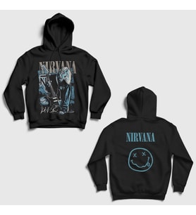 Presmono Unisex Siyah Guitar Kurt Cobain Nirvana Sırt Baskılı Kapüşonlu Sweatshirt 516743tt