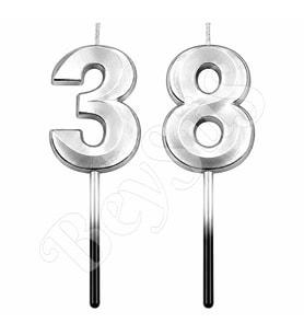38 Rakam Mum Gümüş