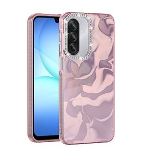 Samsung Galaxy A57 Uyumlu Kılıf Airbagli Parlak Taş Detay Tasarımlı Zore Esila Kapak (Pembe)
