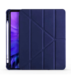 Apple iPad Air 10.9 2020 Fuchsia Tri Folding Kalemlikli Kılıf Smart Standlı (Lacivert)