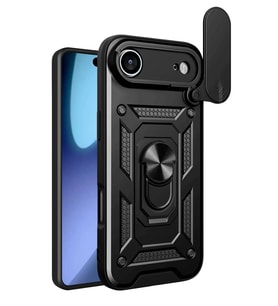 iPhone 17 Air Pars Lens Yüzüklü Silikon - Siyah