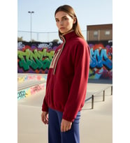 Kadın Dik Yaka Reglan Kol Oversize Polar Sweatshirt Fonksiyonel Dayanıklı Kaliteli Estetik