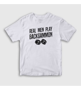 Presmono Unisex Çocuk Beyaz Real Men Backgammon Oyun Tavla T-Shirt 418872tt (Beyaz)