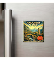 Vintage Andorra la Vella Şehri Temalı Buzdolap Magneti – 9x9 cm