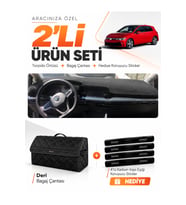 e-biz VOLKSWAGEN GOLF 8 (2021-2025) Uyumlu Torpido Örtüsü + Deri Bagaj Çantası Seti - Siyah - VW034
