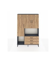 Arges Gardrop 6 Raflı 3 Çekmeceli 3 Kapaklı 132x30x195 Antrasit-Çam
