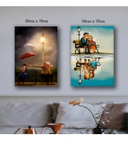 sevimli küs yaşlı çift aşk tablo resim kanvas 2 adet 50x70