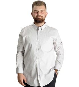 Mode XL Büyük Beden Gömlek Ukol Cep Lycra Poplin 20350 Gri
