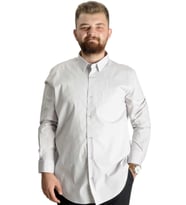 Mode XL Büyük Beden Gömlek Ukol Cep Lycra Poplin 20350 Gri
