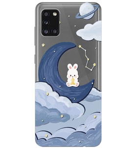 Samsung Galaxy A31 Uyumlu Sevimli Ayıcık Desenli Şeffaf Telefon Kılıfı