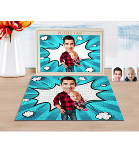 BK Gift Kişiye Özel Baba Oğul Karikatürlü 1000 Parça Profesyonel Puzzle-3