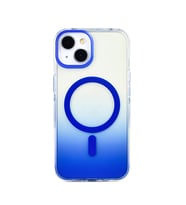Apple iPhone 14 Uyumlu Kılıf M-safe Şarj Özellikli Transparan Renk Geçişli Zore Toros Kapak (Mavi)