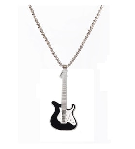 Gitar Kolye Paslanmaz Çelik Siyah (Siyah - Gümüş)