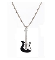 Gitar Kolye Paslanmaz Çelik Siyah (Siyah - Gümüş)