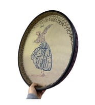 Erbane Bendir - İran Arbani Üst Kalite Mavi Mevlana Desenli 55cm Kılıflı