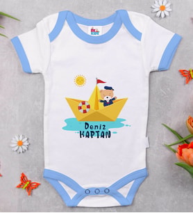 BK Kids Kişiye Özel Mavi Bebek Body Zıbın - Model 114