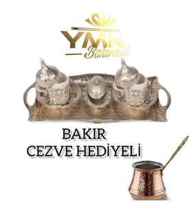 2 KİSİLİK GÜMÜS KAHVE FİNCAN TAKİMİ 4 FİNCANLIK CEZVE HEDİYELİ SET