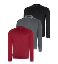 ÜÇLÜ SET V4007 DEWBERRY ERKEK SWEATSHIRT-SİYAH-ANTRASİT-BORDO