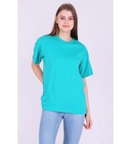 Yeşil Basic Oversize Kadın Tshirt