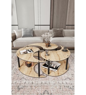 Yin Yang Unity Serenity Orta Sehpa 3 Lü Safir Meşe 100 Cm