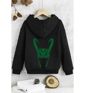 Çocuk Floki Baskılı Sweatshirt (Siyah)