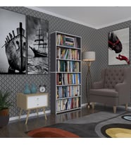 Kenzlife kitaplık süper ga 180*80*19 gri 6 katlı tek bölme çift bölme opsiyonlu ofis mutfak banyo dolabı arkalıksız (Karışık)