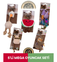 Eastland Catnipli Peluş Tavuk -Matatabili Fare-Catnipli Karpuz-Tembel Hayvan-Matatabive Catnipli Fare ve Şekerli Oyuncak 5'li Set