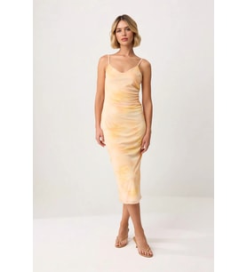 Kadın Soyut Desen V Yaka Kolsuz Maxi Elbise Astarlı Bodycon Kesim Tül Dokulu Günlük Rahat Modern