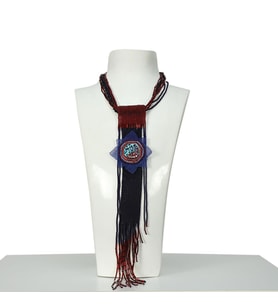 e38 EL İŞÇİLİĞİ SELÇUKLU YILDIZ DESENLİ KUM BONCUK KOLYE - 6020