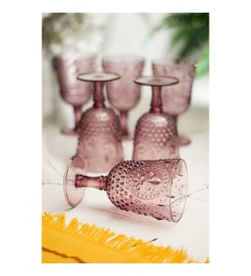 Akrilik Mürdüm 6lı Kadeh & Su Meşrubat Kahve Yanı Bardağı 450 ml ( Cam Değildir )
