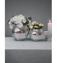 Işıltı Home Desing Aynalı yuvarlak cam vazo 2 ' li takım