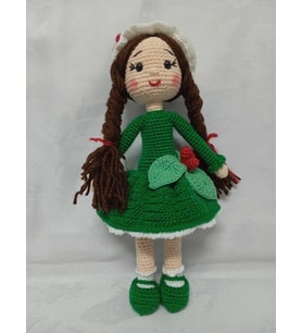 Yeşil Kikona Çiçeği Bebek Amigurumi Organik Oyuncak
