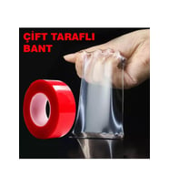 ZM   Çift Taraflı Çok Kuvvetli  Silikonlu Su Geçirmez Akrilik Şeffaf Bant 10MMX1.5M