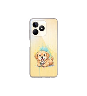 Realme C53 ile Uyumlu Splash Köpek Tasarımlı Şeffaf Silikon Kılıf