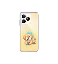 Realme C53 ile Uyumlu Splash Köpek Tasarımlı Şeffaf Silikon Kılıf