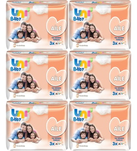Uni Baby Islak Havlu Mendil Aile 52 Yaprak (18 Li Set) 936 Yaprak (6PK*3)