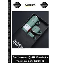 #Termos 304 Kalite Isı Yalıtımlı 3 Bardaklı Kamp Seyahat Piknik Şık Paslanmaz Çelik Bardaklı Termos